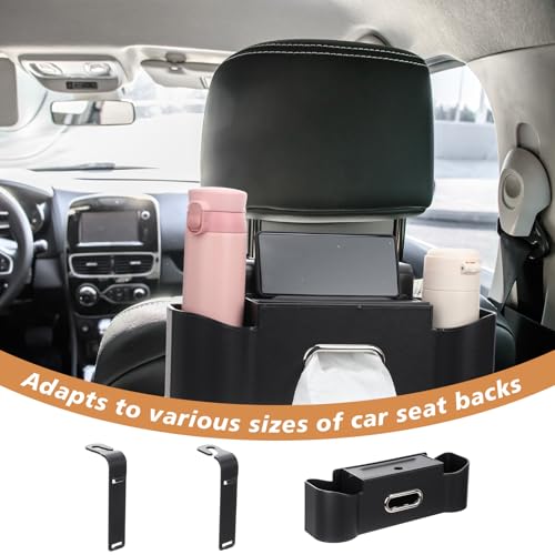 2 Pack Multifunctional Car Seat Back Storage Box Car Seat Back Organizer with Tissue Box (2 Count)