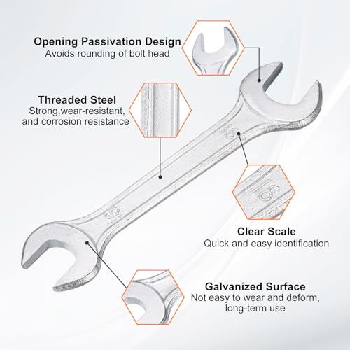 2pcs Double Open End Wrench 16mm x 18mm Metric 15 Degree Offset Angle Small Flat Head Wrench Galvanizing Open Ended Spanner for Automotive Repair Furniture Assembly (2 Count)