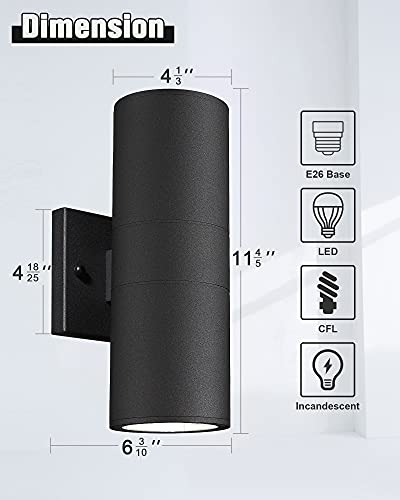 Cylinder Outdoor Wall Sconce Lights (2 count)