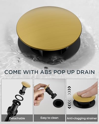 Bathroom Sink Faucet 3 Hole Brushed Gold 8 Inch Widespread