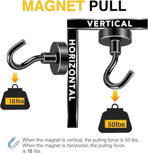 Magnetic Hooks 20pcs 50lbs Cruise Essentials 2026 Magnet Hook Black (20 Count)