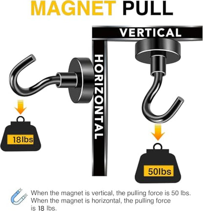 Magnetic Hooks 8pcs 50lbs Cruise Essentials 2026 Magnet Hook Black (8 Count)