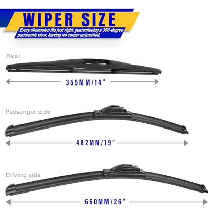 3 Wipers Fits Subaru Outback