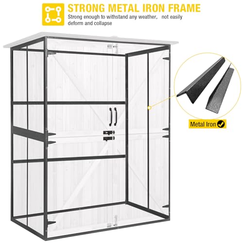 Outdoor Storage Shed Upgraded with Strong Metal Frame Garden Tool Shed Storage House Cabinet with Adjustable Shelfs and Wooden Floor 4.6 x 2.42FT