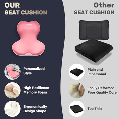 Seat Cushion and Lumbar Support Pillow One Piece for Car Office Chair