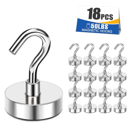 Magnetic Hooks 50lbs Strong Magnets Hook 18 Pack