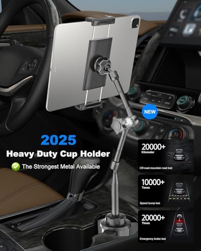 Heavy Duty Cup Holder Tablet Mount wiht Adjustment Metal Arm