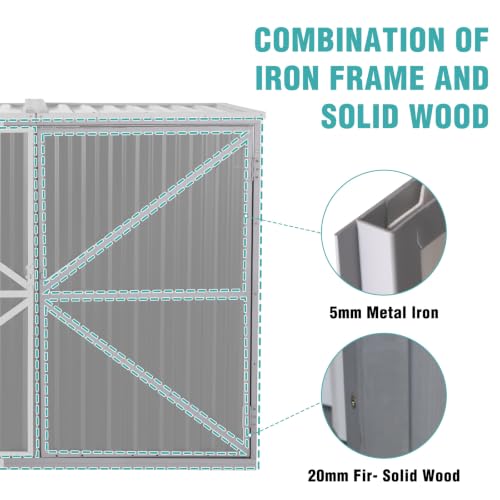 Outdoor Storage Shed 4.2x2.2FT with Metal Frame & Fir Wood