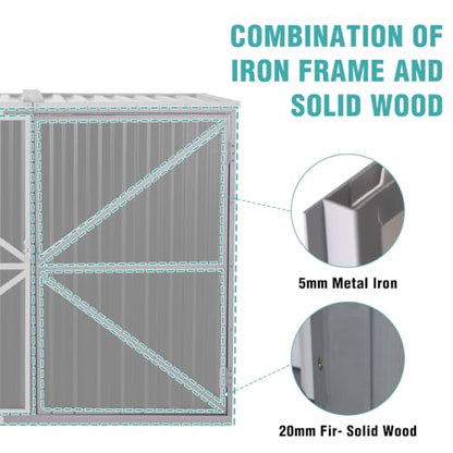 Outdoor Storage Shed 4.2x2.2FT with Metal Frame & Fir Wood