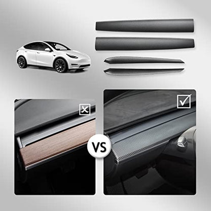 Dashboard Cover Wrap and Front Door Inner Armrest Panel Cover Trim Compatible with Tesla Model 3 2021