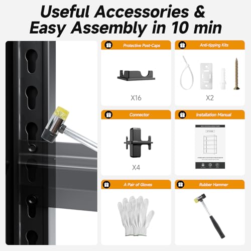 5 Tier 60”W x 20”D x 78”H Shelving Units for Garage 3300LBS Heavy Duty Garage Shelving Metal Storage Shelves Adjustable Industrial Shelving Unit 60 Inch Shelf（Black）