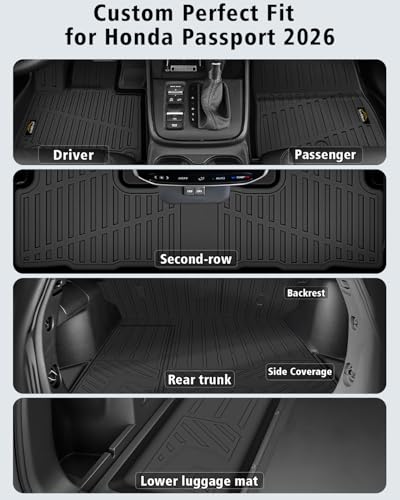 Floor Mats & Cargo Mat with Backrest Mat Custom for Honda Passport 2026