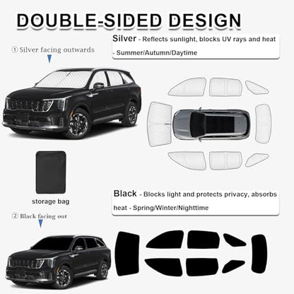 8pcs Thicken Full Sun Shades for Kia Sorento 2021 (8 Count)