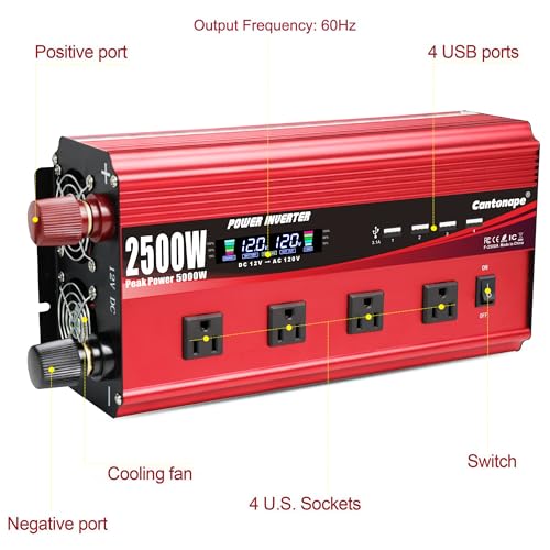 2500W Power Inverter 12V to 110V