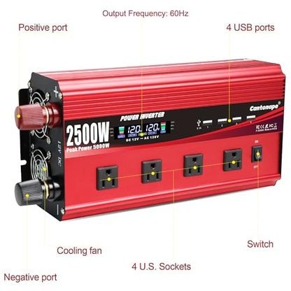 2500W Power Inverter 12V to 110V