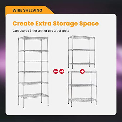 Adjustable Wire Shelving Storage Shelves Heavy Duty Shelving Unit for Small Places Kitchen Garage