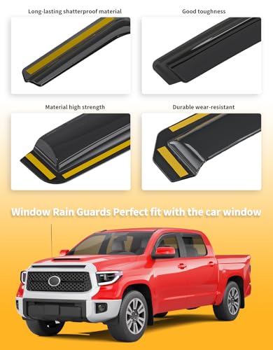 Window Visors Rain Guards for Toyota Tundra CrewMax 2007 (4 Count)