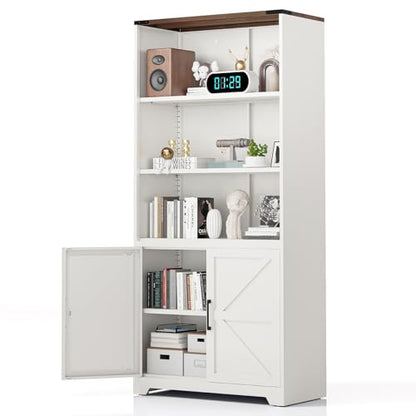 Bookcase with Doors and Adjustable Shelves