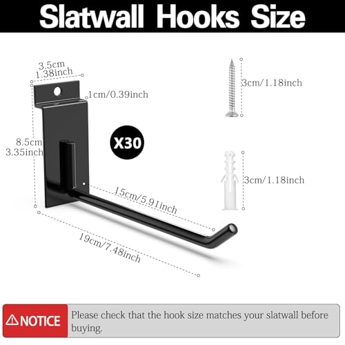 Slatwall Straight Hooks 30PC (30 Count)