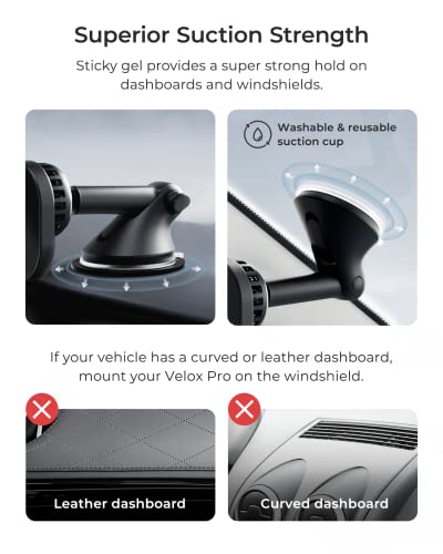 Velox Pro MagSafe Compatible Dash & Windshield Car Mount with Wireless Charging & CryoFlow™ Cooling Compatible with MagSafe Phones Including iPhone 12