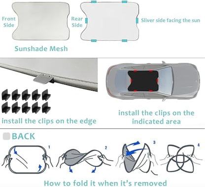 Foldable Roof Sunshade Compatible with Mustang Mach