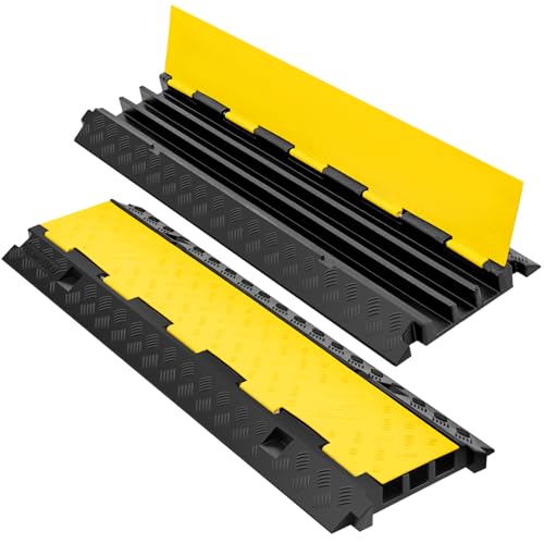 2 Pack 3 Channel Cable Protector Ramp Traffic Wire and Hose Ramp Cord Cover Heavy Duty Channels 44