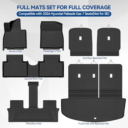 Custom Fit Floor Mats for 2026 Hyundai Palisade Gas 7 Seats