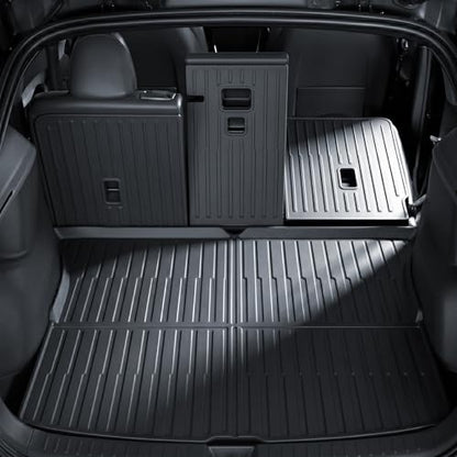 TPE Floor Mats fit for Tesla Model Y Juniper 2026 2025 All Weather TPE Cargo Liner Cargo Trunk Accessories and Cargo Trunk Mats Front Rear Cargo Mat Full Set