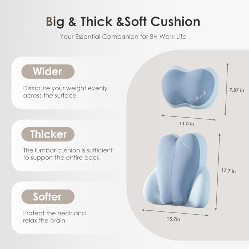 Lumbar Support with Car headrest Back Pillow for Chairs Headrest Pillow for Car Ergonomic Ultrathick Memory Foam Back Pillow for Office Chair
