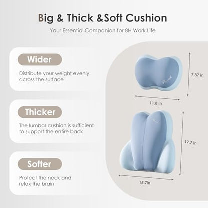 Lumbar Support with Car headrest Back Pillow for Chairs Headrest Pillow for Car Ergonomic Ultrathick Memory Foam Back Pillow for Office Chair