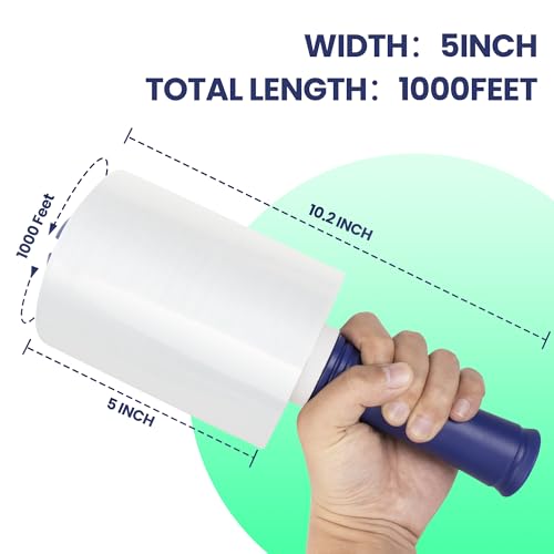 Adhes Recyclable Stretch Wrap Film 5 Inch x 1000 Feet (2 Count)