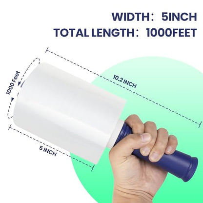 Adhes Recyclable Stretch Wrap Film 5 Inch x 1000 Feet (2 Count)