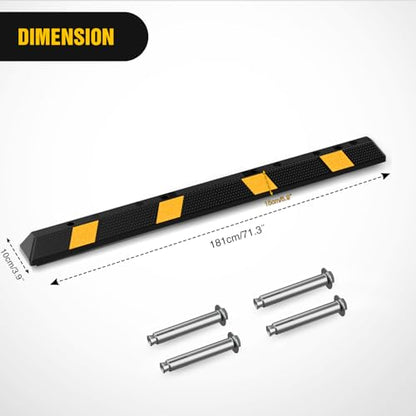 72 Inch Parking Curb with Reflective Strips