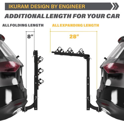 3 Bike Rack Bicycle Carrier Racks Hitch Mount Double Foldable Rack for Cars Truck SUV Fits 2" Hitch Receiver