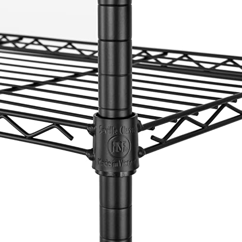 5-Tier NSF-Certified Steel Wire Shelving, 36"W x 14"D x 75.5"H, Black