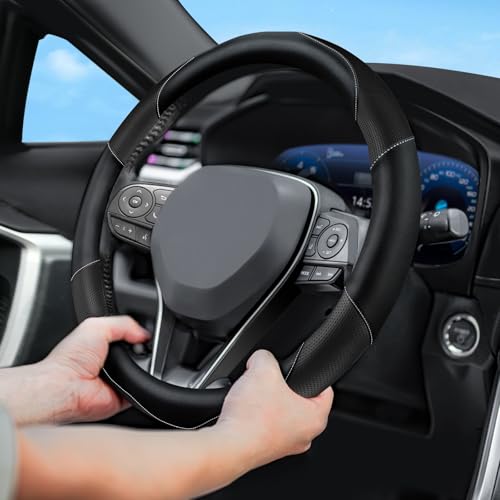 Soft Leather Steering Wheel Cover with Breathable Design and Anti