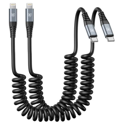USB Type C to Lightning Cable 3FT 2Pack Coiled iPhone Charger Fast Charging (2 count)