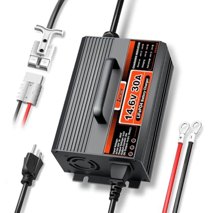 14.6V 30A LiFePO4 Battery Charger 12V LiFePO4 Lithium Battery Charger 30 Amp Fast Charging with Anderson Connector AC