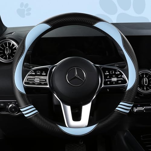Car Steering Wheel Covers for Women Padded Carbon Fiber PU Leather Cute Auto Interior Accessories for Vehicle