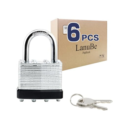 Laminated Keyed Alike Padlock 6 Pack 1.6 (6 Count)