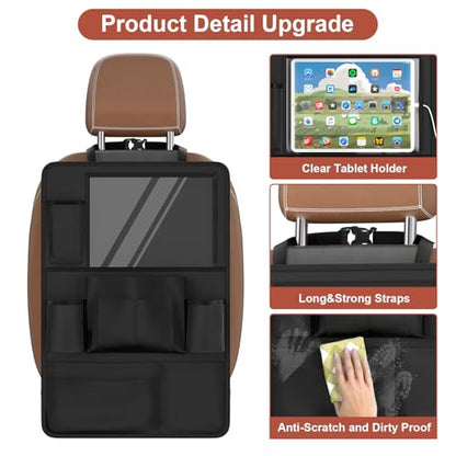 2 Pack Backseat Car Organizer with Tablet Charging Port for Kids Travel (2 Count)