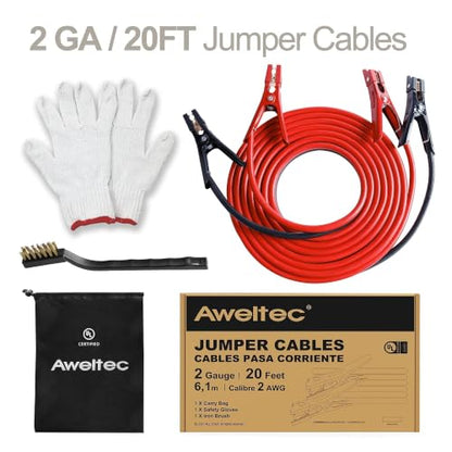 2 Gauge 20 Feet Heavy Duty Jumper Cables (20 Foot)