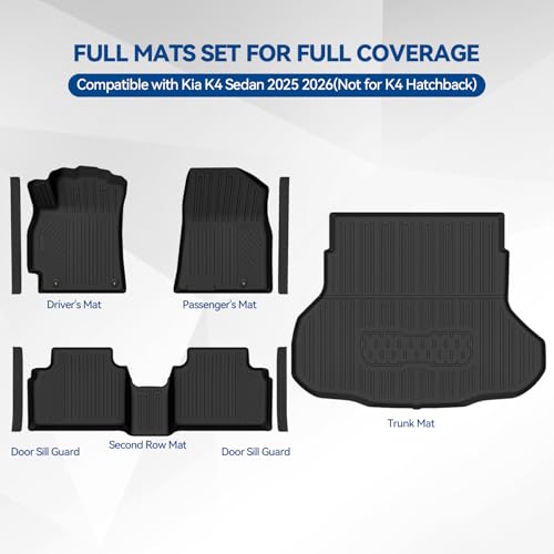 Custom Fit Floor Mats for Kia K4 Sedan 2025 2026