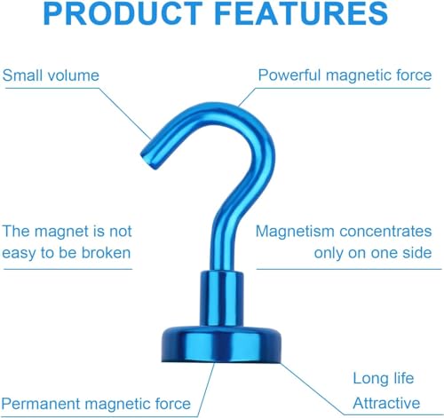 Magnetic Hooks 20pcs 30lbs+ Cruise Essentials 2026 Magnet Hook Blue (20 Count)