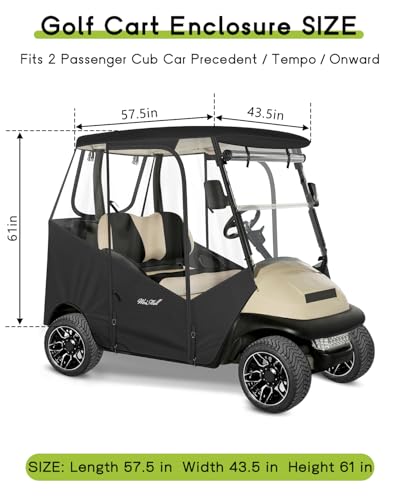 2 Passenger Golf Cart Enclosure for Club Car Precedent Tempo Onward