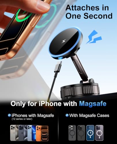 iPhone Magsafe Car Mount Charger 15W Fast Wireless Charging for Your car