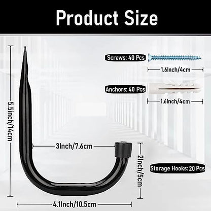 20 Pcs Heavy Duty Garage Storage Utility Hooks (20 Count)