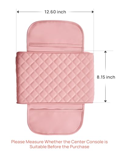 Pink Center Console Cover with Storage Bag for SUV Sedan