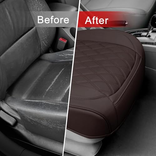 1 Pack Leather Front Car Seat Bottom Cover Coffee