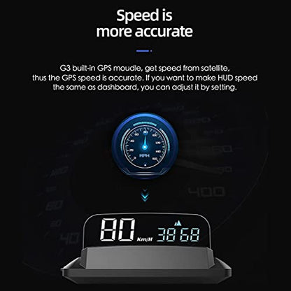 Universal Car HUD GPS Speedometer Head Up Display Digital Speed 3D Reflection for Cars Digital Speed MPH Overspeed Alarm